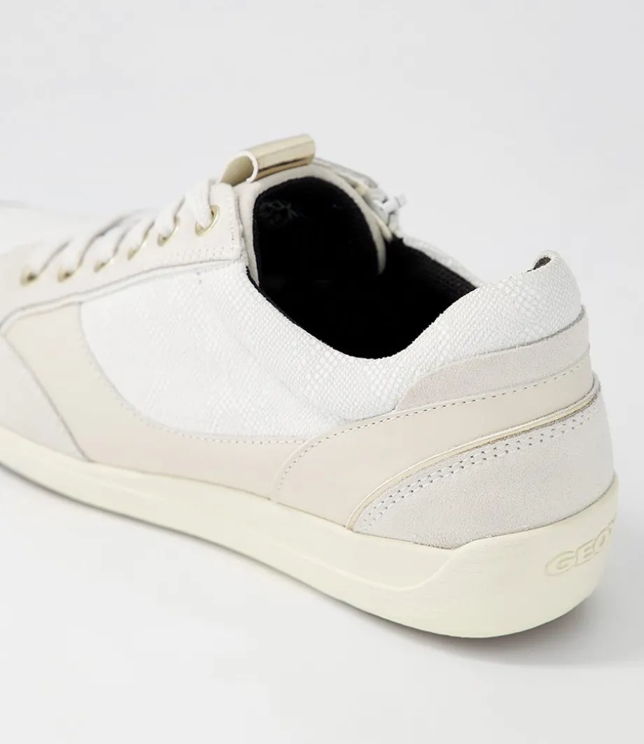 D Myria B Off White Leather Suede Sneakers