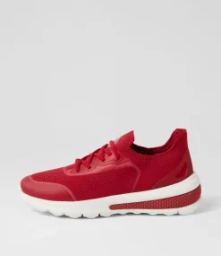 D Spherica Actif A Dark Red Knit Sneakers