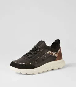 D Spherica C Black Off White Leather Sneakers