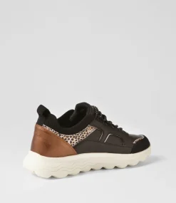 D Spherica C Black Off White Leather Sneakers