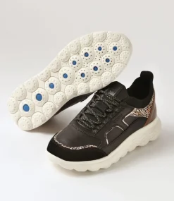 D Spherica C Black Off White Leather Sneakers
