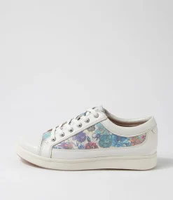 Danni Xf White Bouquet Leather Sneakers