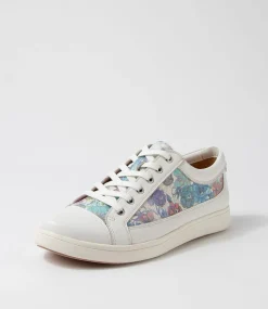 Danni Xf White Bouquet Leather Sneakers