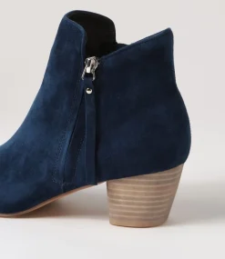 Demanse Navy Suede Ankle Boots