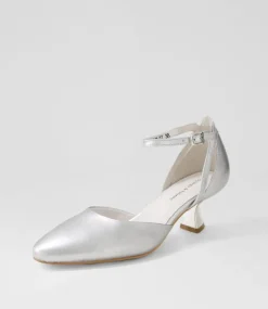 Deone Silver Leather Heels