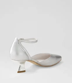 Deone Silver Leather Heels