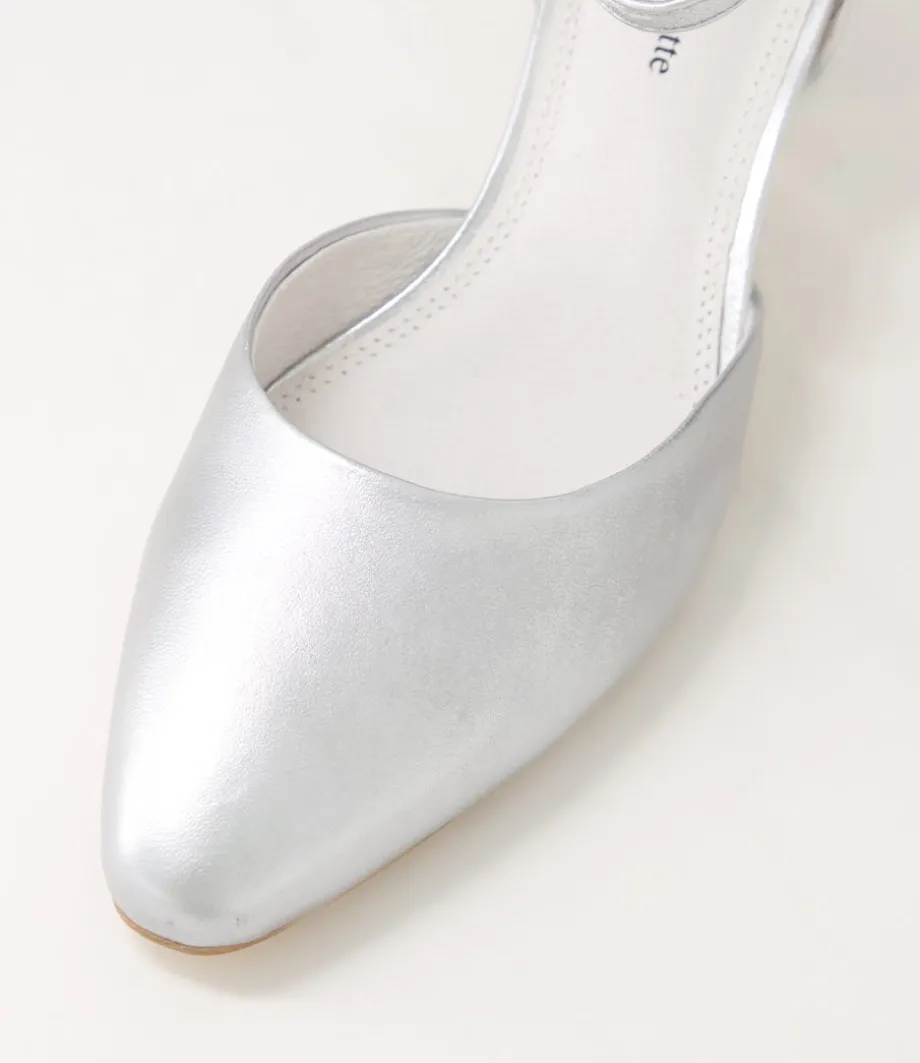 Deone Silver Leather Heels