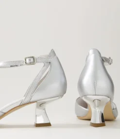 Deone Silver Leather Heels