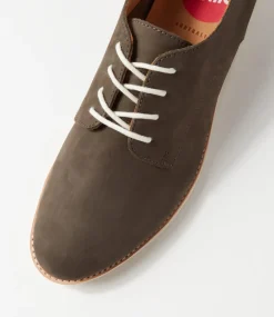 Derby Supersoft Peat Nubuck Lace Up Flats