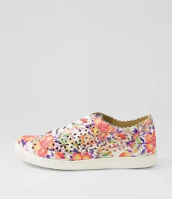 Dima Xf Orange Floral Leather Sneakers