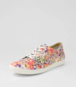 Dima Xf Orange Floral Leather Sneakers