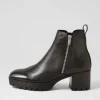 Dinis Black Leather Ankle Boots