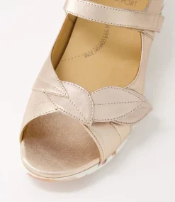 Disco W Pale Rose Gold Blush Floral Leather Sandals
