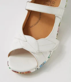 Disco W White Bright Floral Leather Sandals