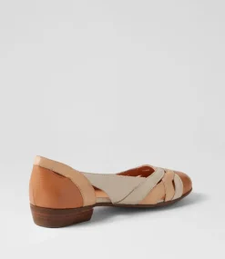 Doddo Dark Tan Camel Multi Ballet Flats