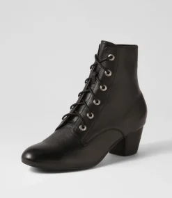 Durban Black Leather Lace Up Boots