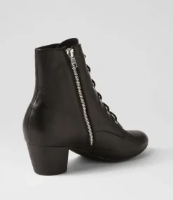 Durban Black Leather Lace Up Boots