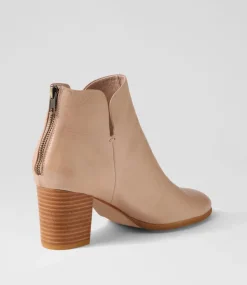 Duriel Cafe Natural Heel Leather Ankle Boots