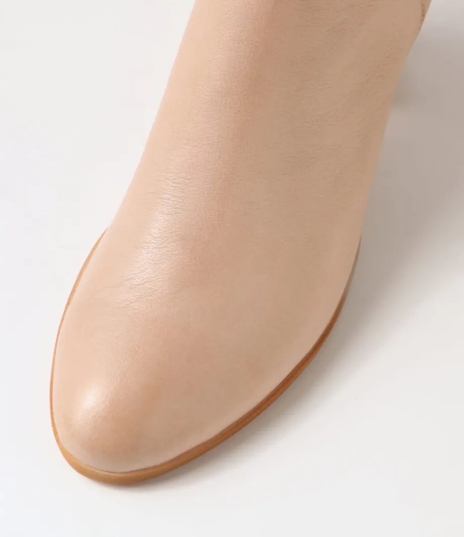 Duriel Cafe Natural Heel Leather Ankle Boots