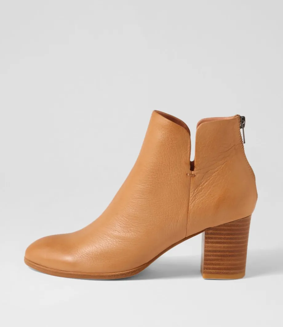 Duriel Dark Tan Natural Heel Leather Ankle Boots