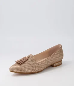 Dustu Rose Gold Cut Leather Loafers
