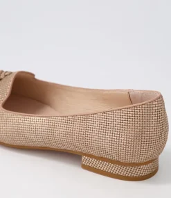 Dustu Rose Gold Cut Leather Loafers
