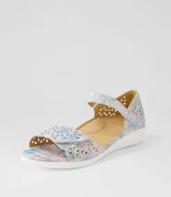 Dusty W Pastel Metal Leather Sandals