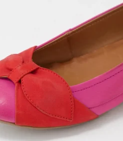 Elandy Fuchsia Red Leather Nubuck Ballet Flats
