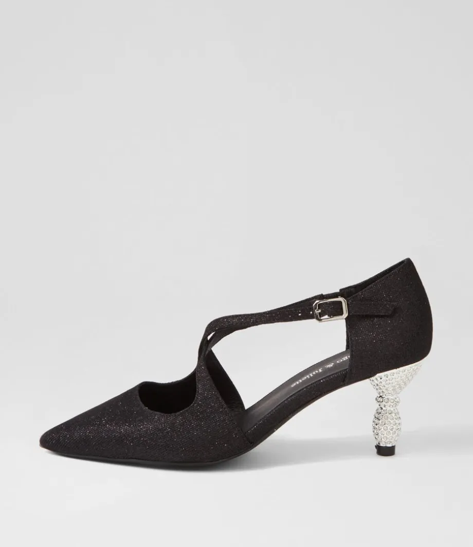 Electrik Black Sparkle Fabric Heels