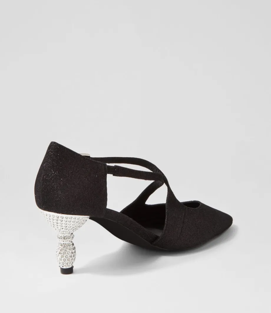 Electrik Black Sparkle Fabric Heels