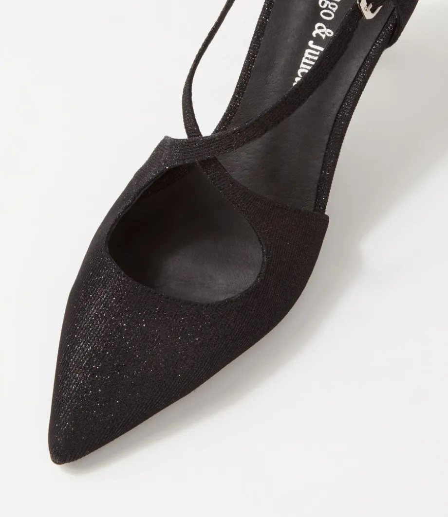 Electrik Black Sparkle Fabric Heels