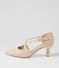 Electrik Pale Gold Sparkle Fabric Heels