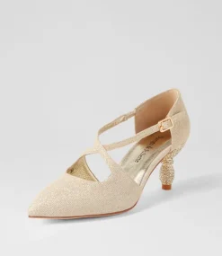 Electrik Pale Gold Sparkle Fabric Heels