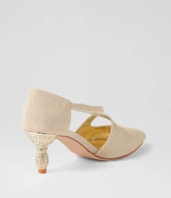 Electrik Pale Gold Sparkle Fabric Heels