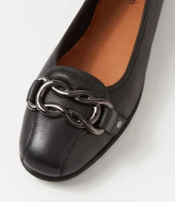 Elisse Black Leather Ballet Flats