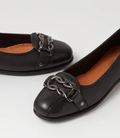 Elisse Black Leather Ballet Flats