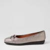 Elisse Gunmetal Foil Black Leather Ballet Flats