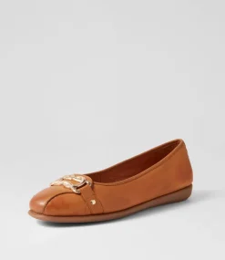 Elisse New Tan Gum Leather Ballet Flats