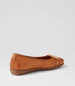 Elisse New Tan Gum Leather Ballet Flats