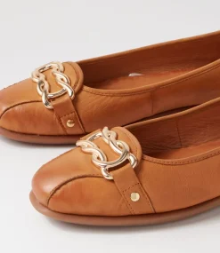 Elisse New Tan Gum Leather Ballet Flats