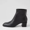 Elliza Black Leather Ankle Boots