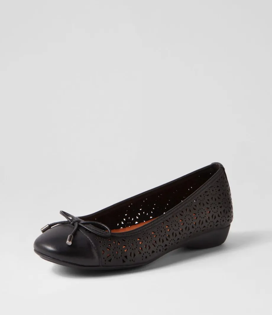 Eloiza Black Leather Ballet Flats