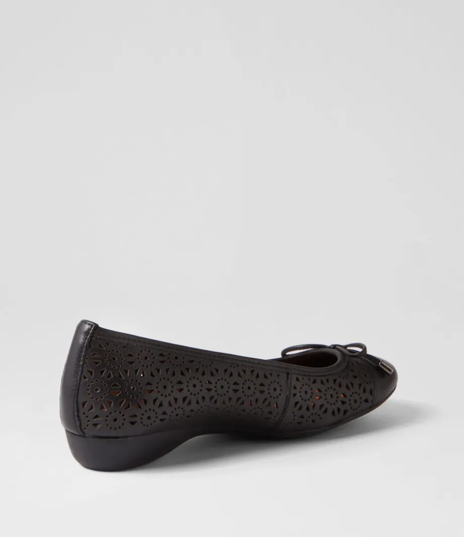Eloiza Black Leather Ballet Flats