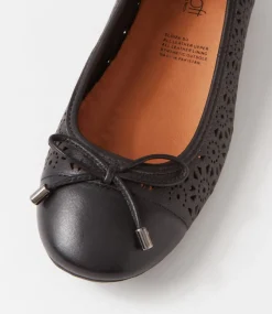 Eloiza Black Leather Ballet Flats