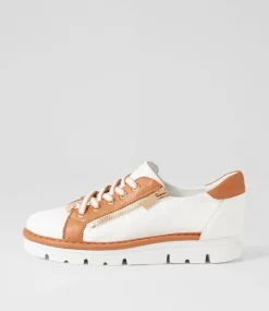 Elos White Dark Tan Leather Sneakers