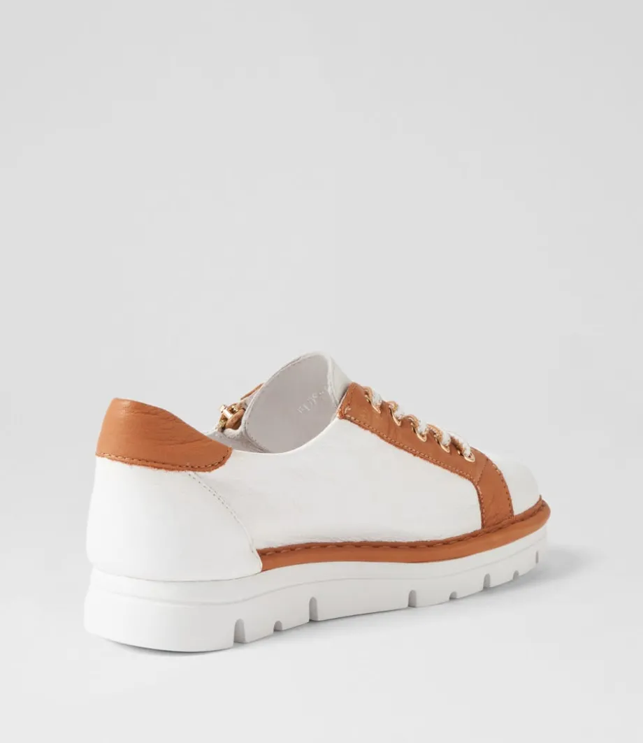 Elos White Dark Tan Leather Sneakers