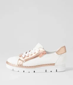 Elos White Pale Rose Gold Leather Sneakers