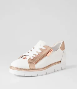 Elos White Pale Rose Gold Leather Sneakers