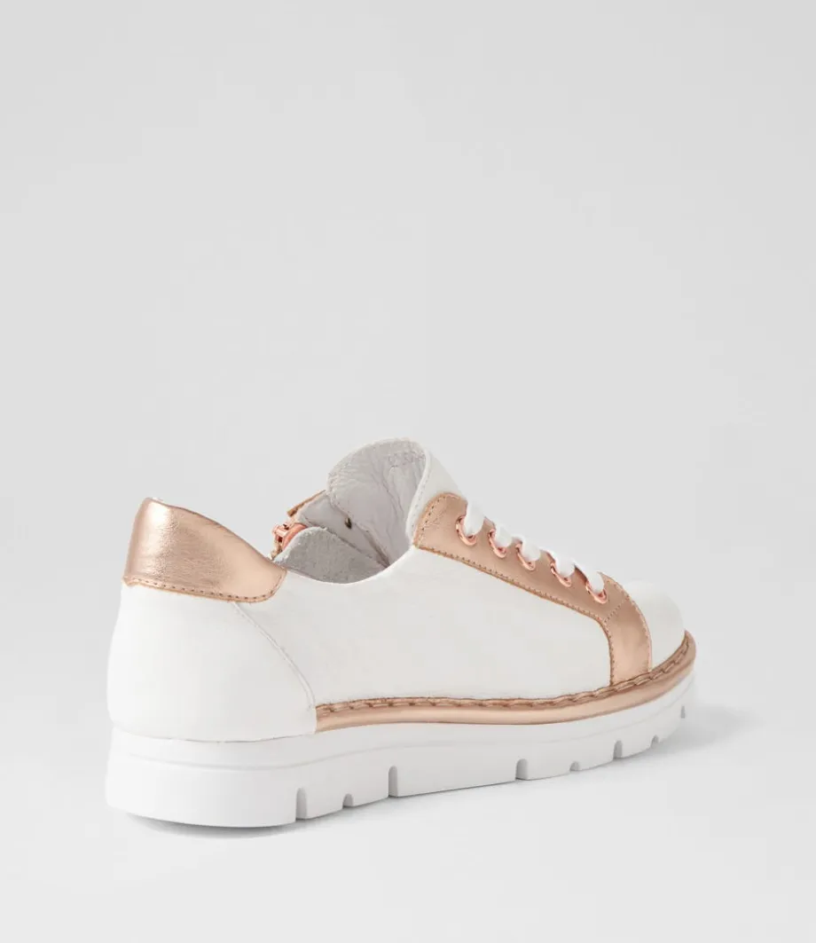 Elos White Pale Rose Gold Leather Sneakers