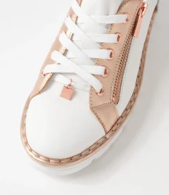 Elos White Pale Rose Gold Leather Sneakers